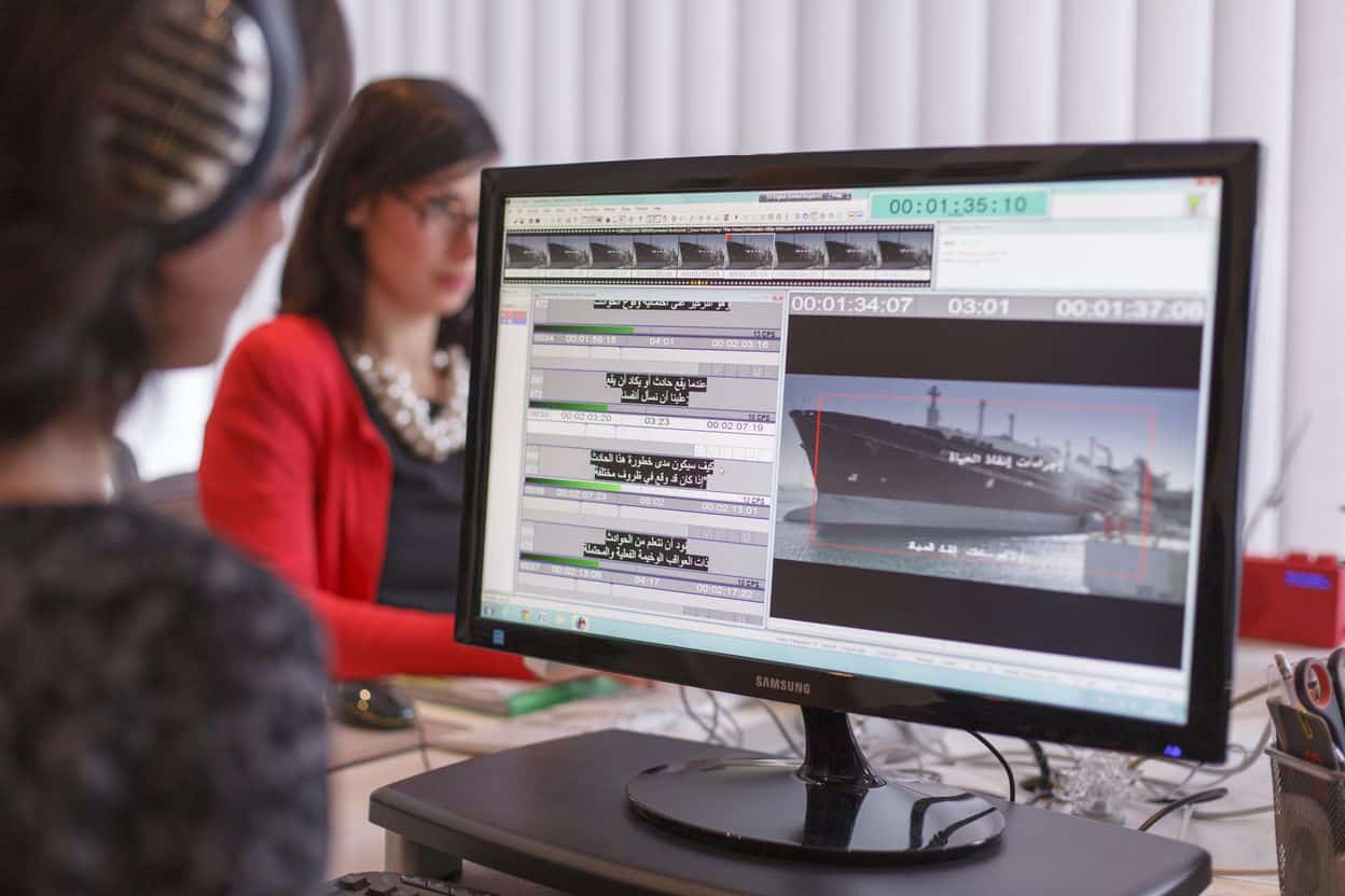 Subtitler timing Swedish subtitles against video in GoLocalise's London studio