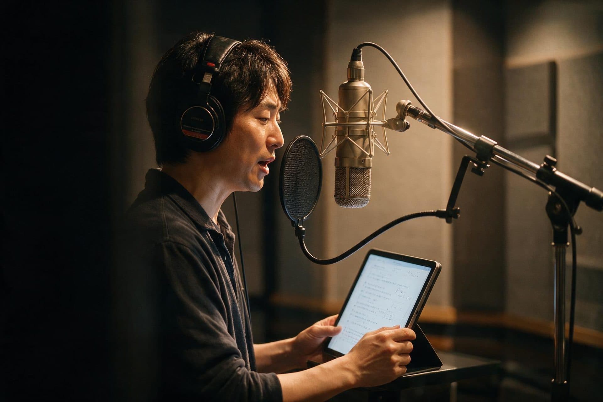 Accented English voice over recording in a GoLocalise London studio