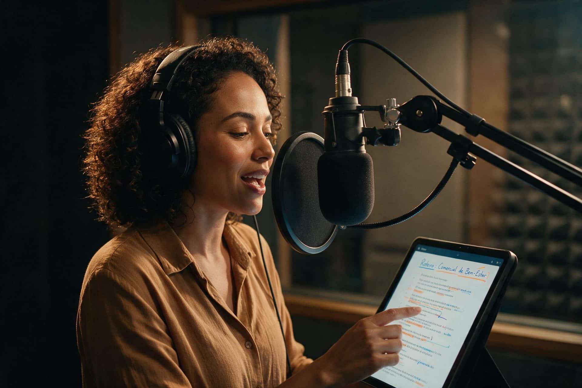 Professional Ukrainian voice actor recording in a broadcast-quality studio