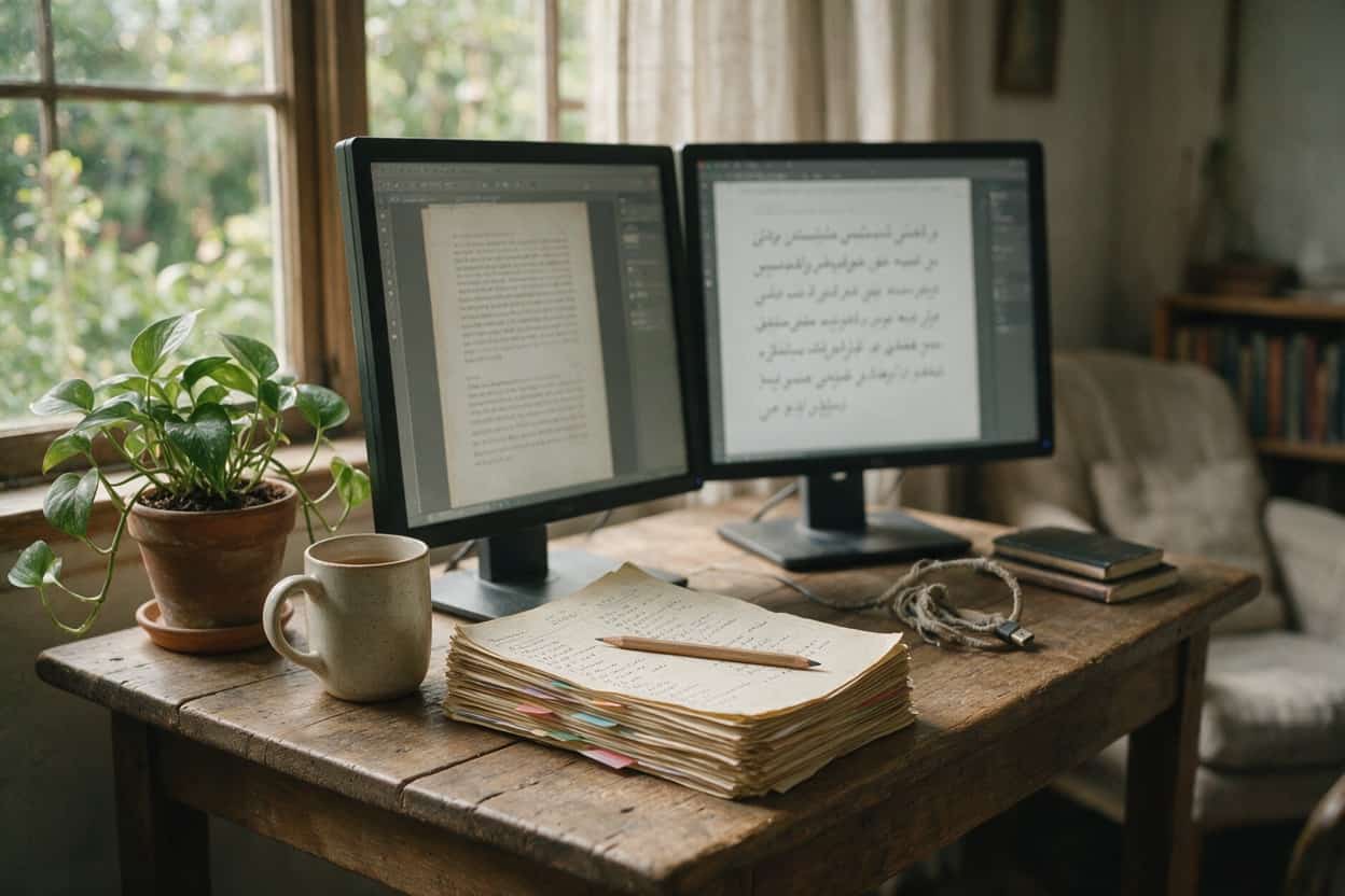 Hebrew translation project on screen in a localisation studio