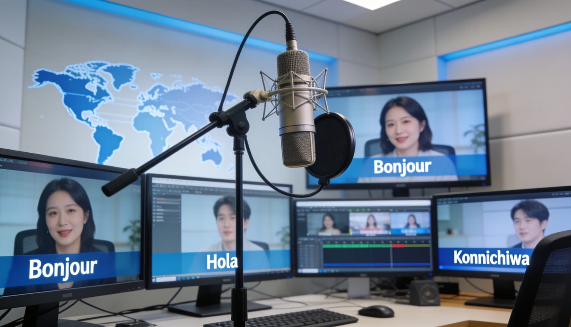 German subtitles being timed against video in a post-production suite
