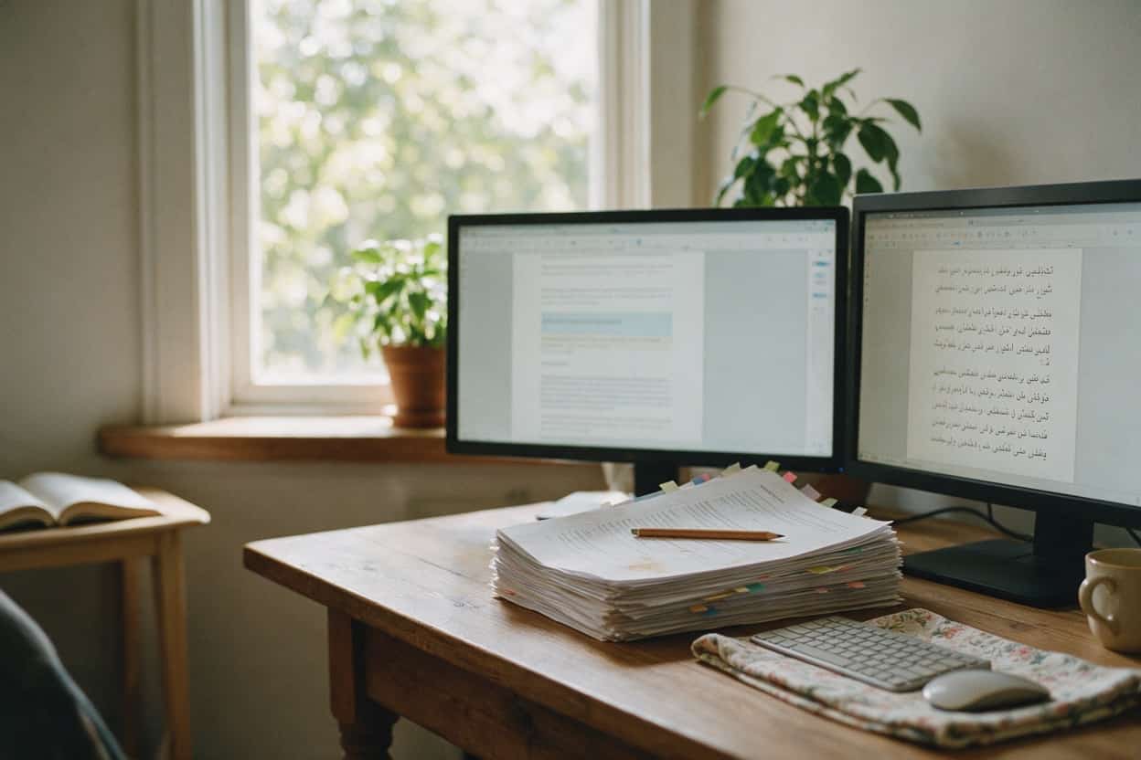 Indonesian translation project on screen in a localisation studio