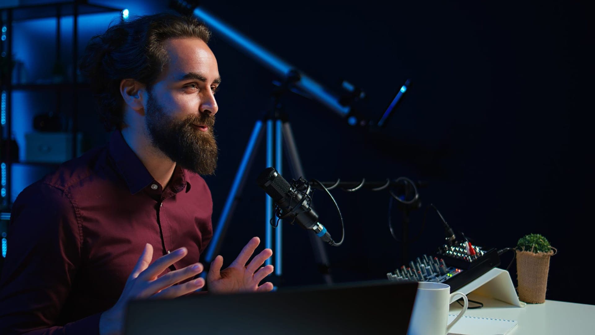 Content creator hosting an online show