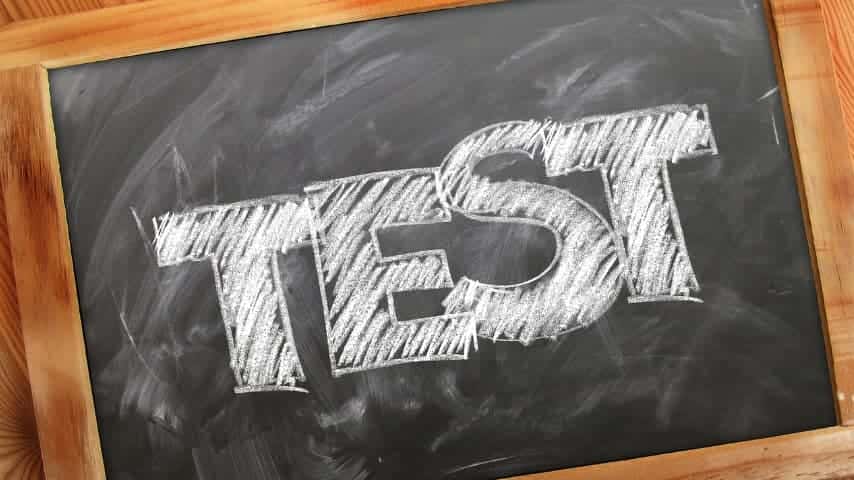 The word test written in chalk on a blackboard
