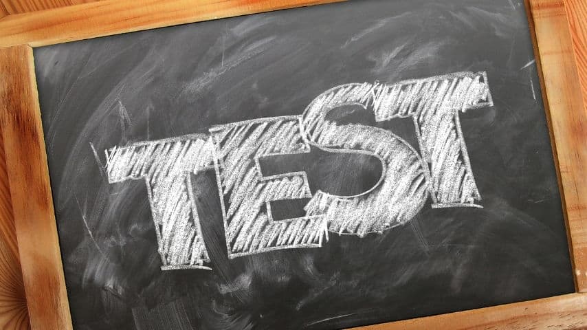 The word test written in chalk on a blackboard