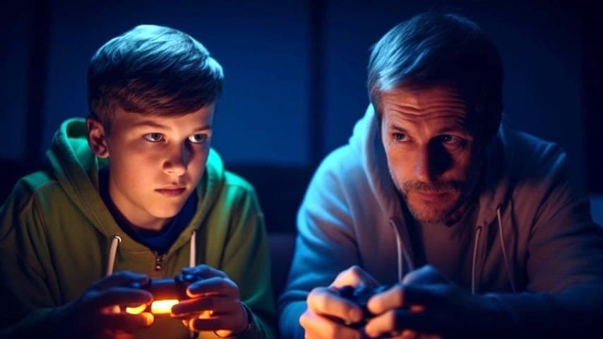 Two people playing video games