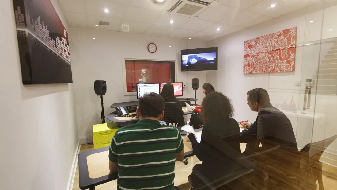 Recording session in progress at the Red Studio desk