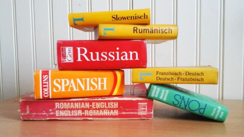 A tower of dictionaries in different languages