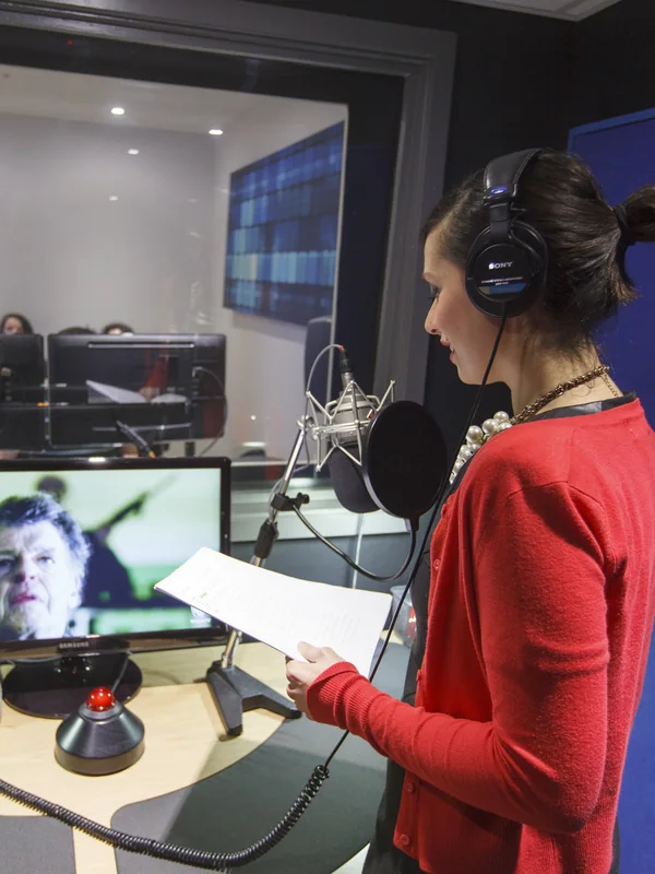 Actor recording ADR to picture